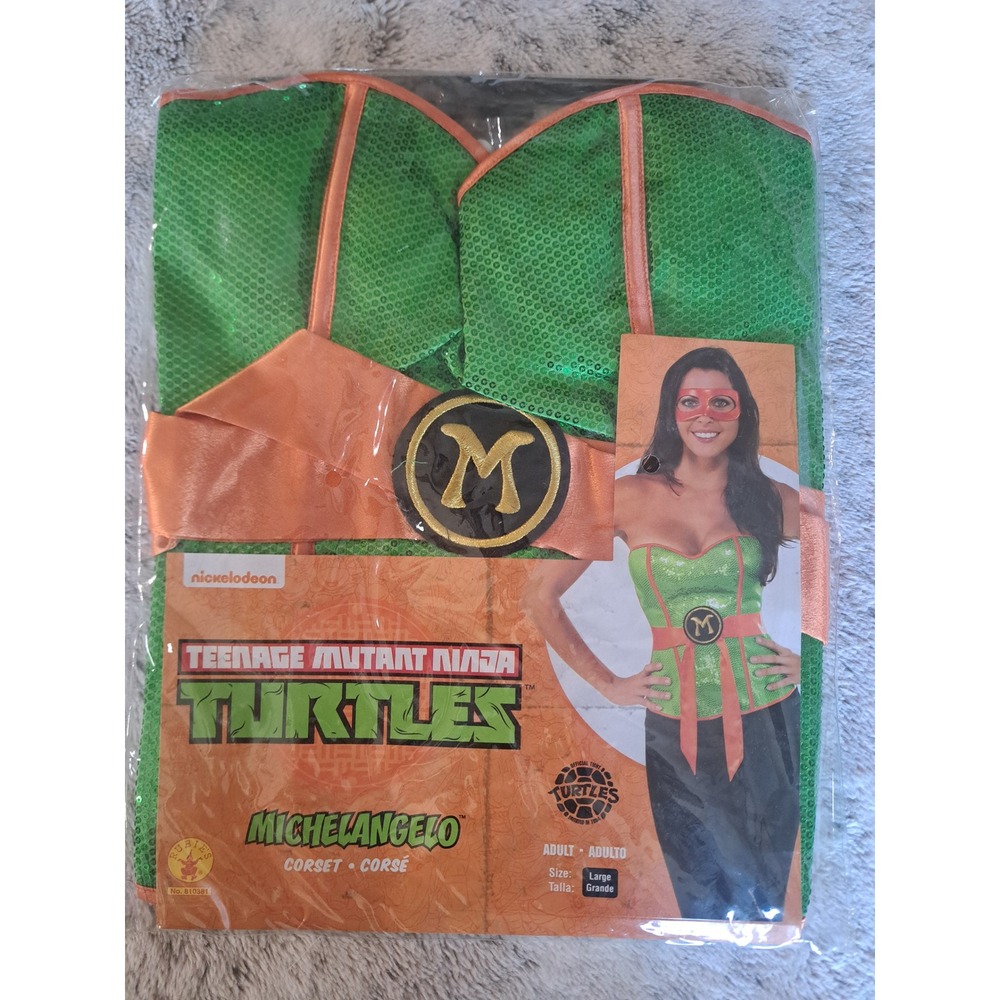 Rubies TMNT Michelangelo Corset Green Orange Sequin Costume 810381 Adult Large